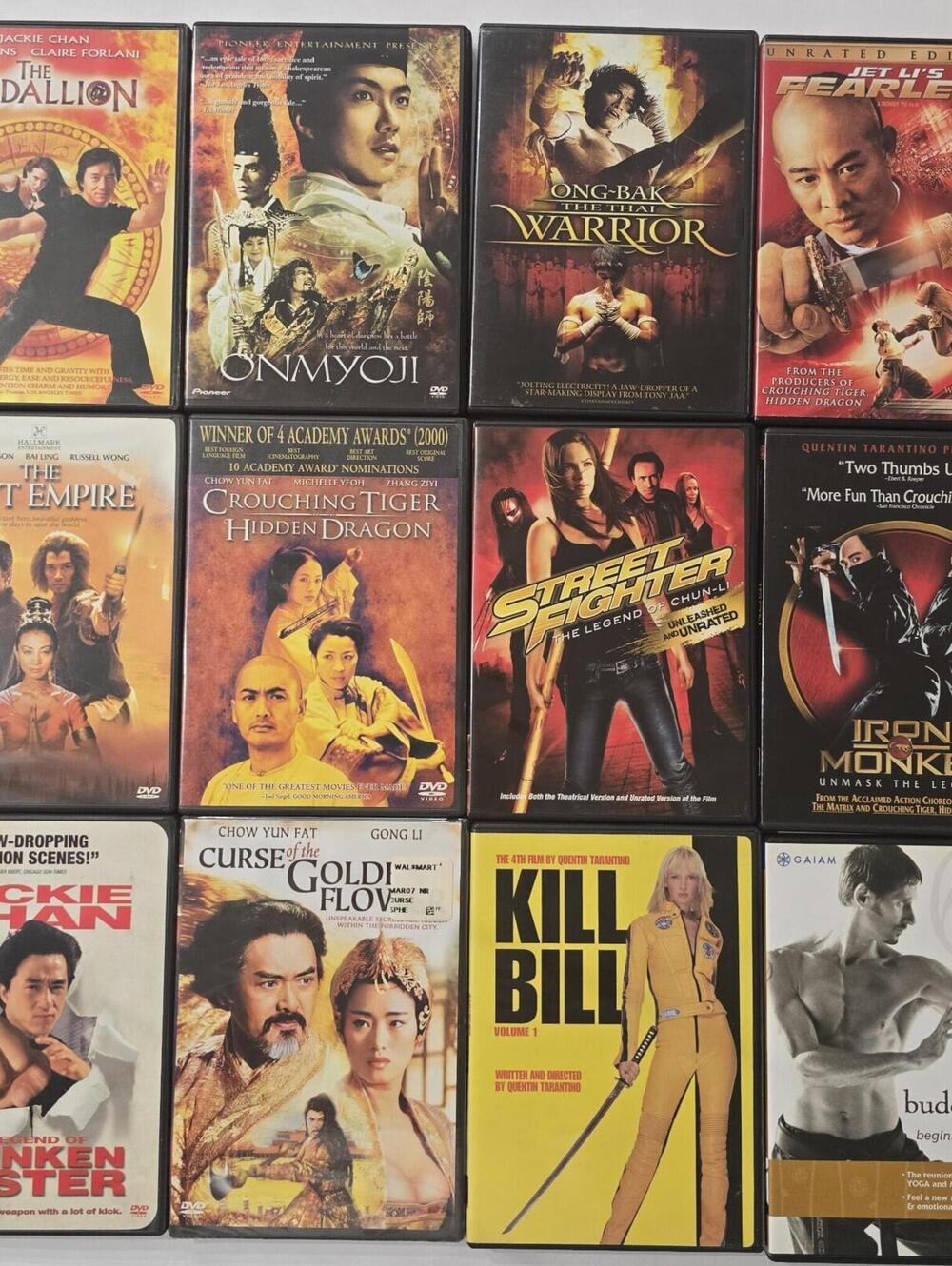 Kung Fu Martial Arts DVD Lot 12 Titles Jackie Chan Jet Li Kill Bill Collection